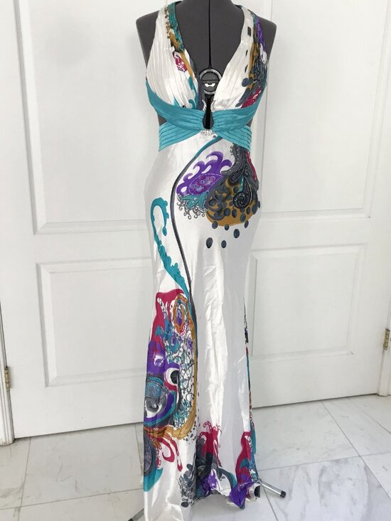 Cache Dresses & Skirts - Vintage Cache Mermaid Evening Gown in Teal, White, Purple & Pink, Size 8